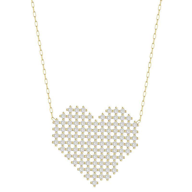 Sunkissed Sterling Cubic Zirconia Pixel Heart Necklace, Womens Gold Tone Product Image