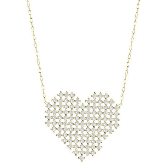 Sunkissed Sterling Cubic Zirconia Pixel Heart Necklace, Womens Gold Tone Product Image