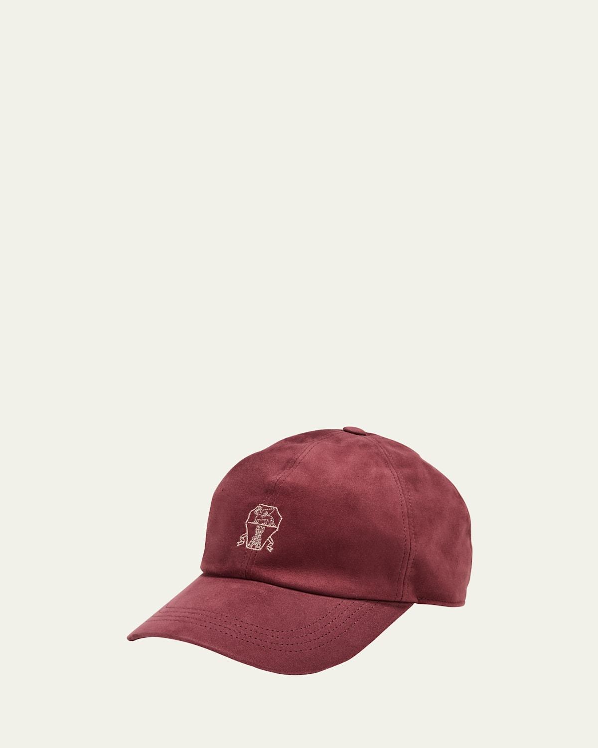 Mens Lightweight Suede Baseball Cap with Embroidered Logo Product Image