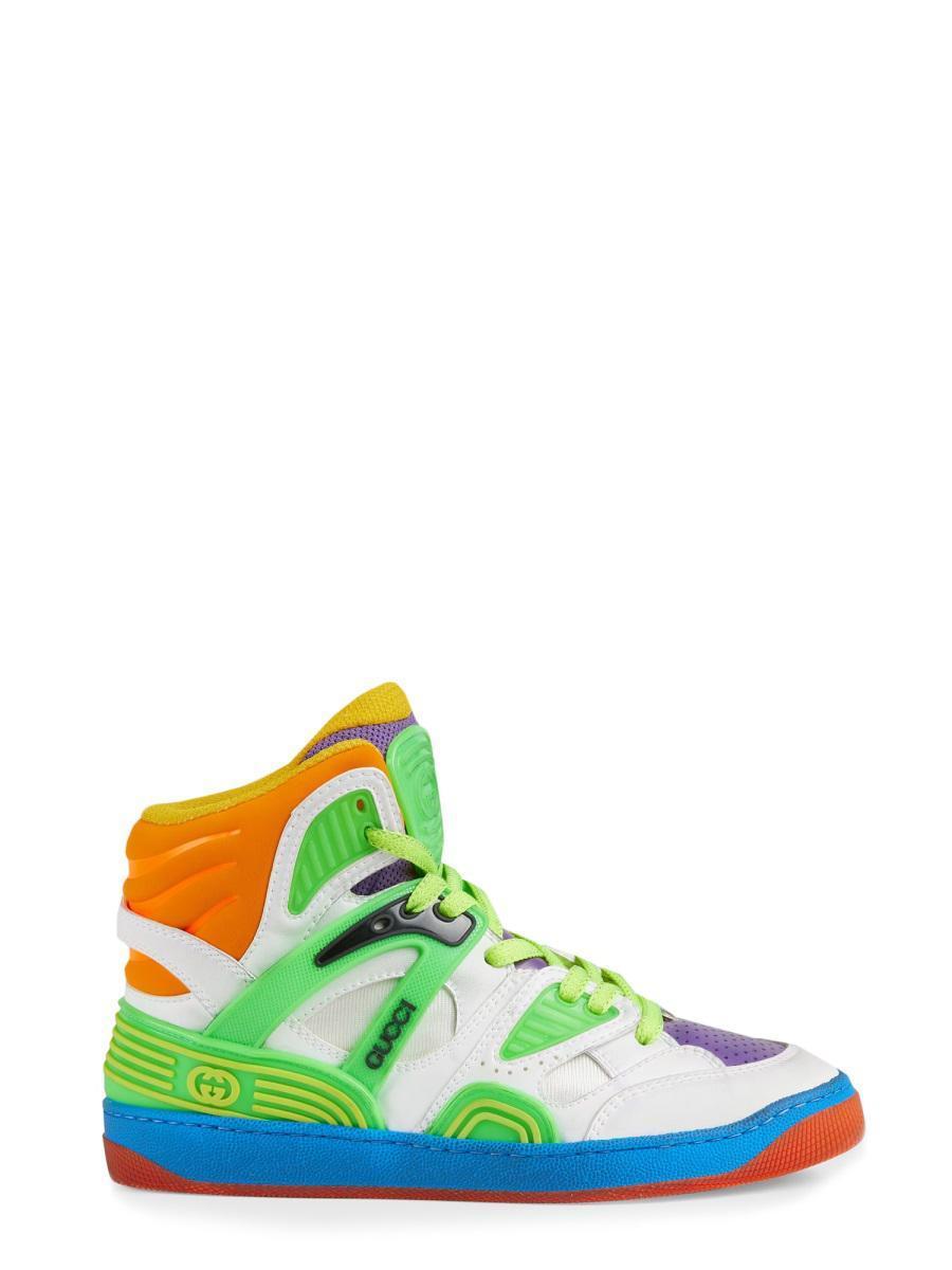 Multicolor Basket High-top Sneakers In Green White Product Image