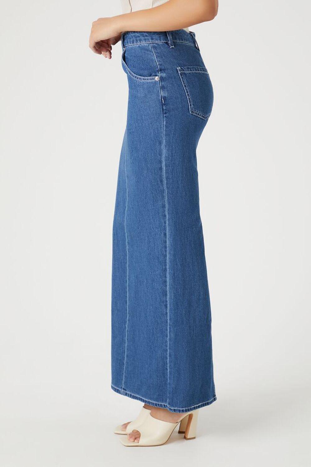 Denim Zip-Front Slit Midi Skirt | Forever 21 Product Image