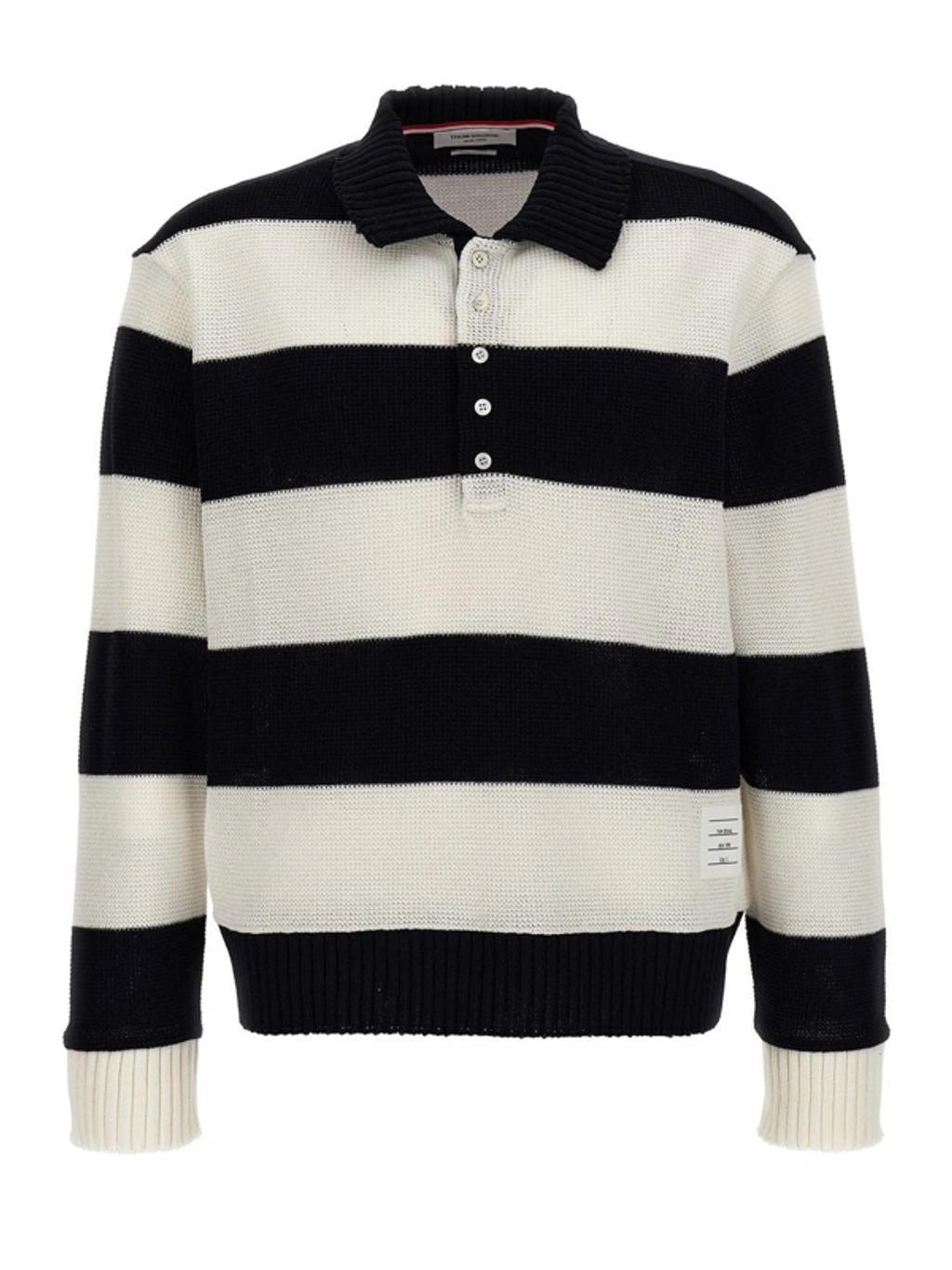 Striped Knitted Polo Shirt In Multicolor Product Image