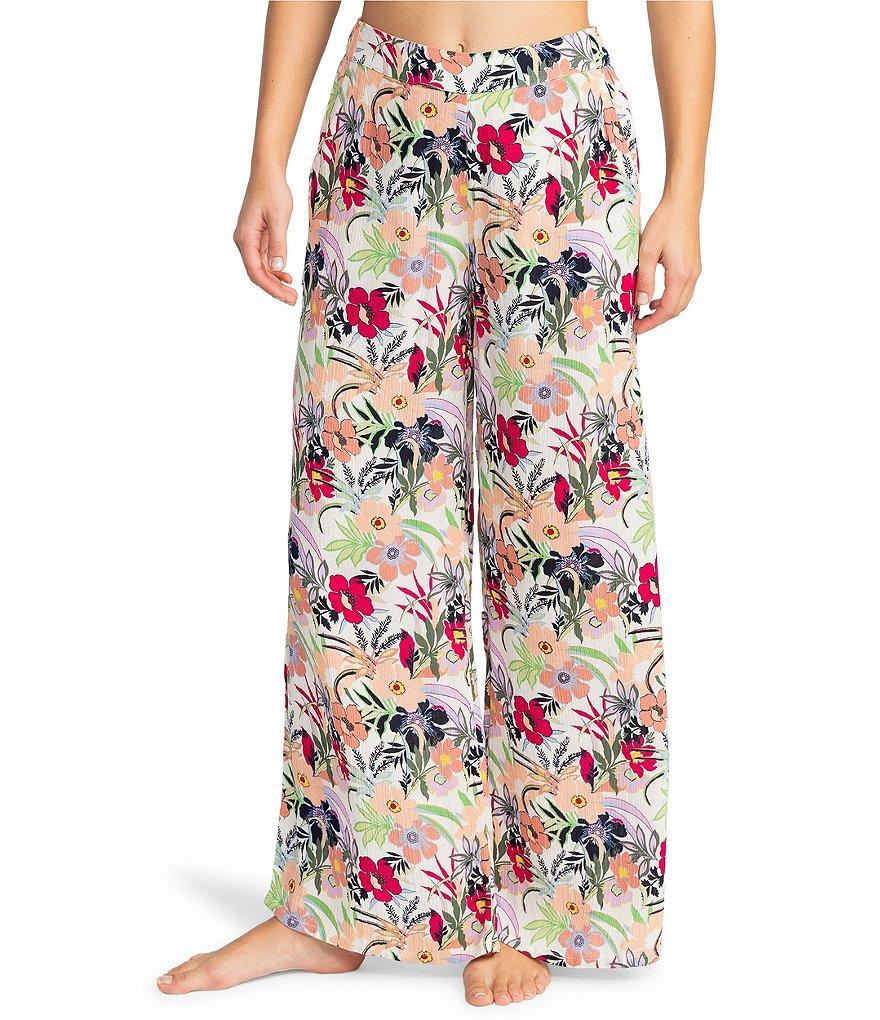 Roxy Midnight New Avenue High Rise Floral Print Split Hem Wide Leg Pants Product Image