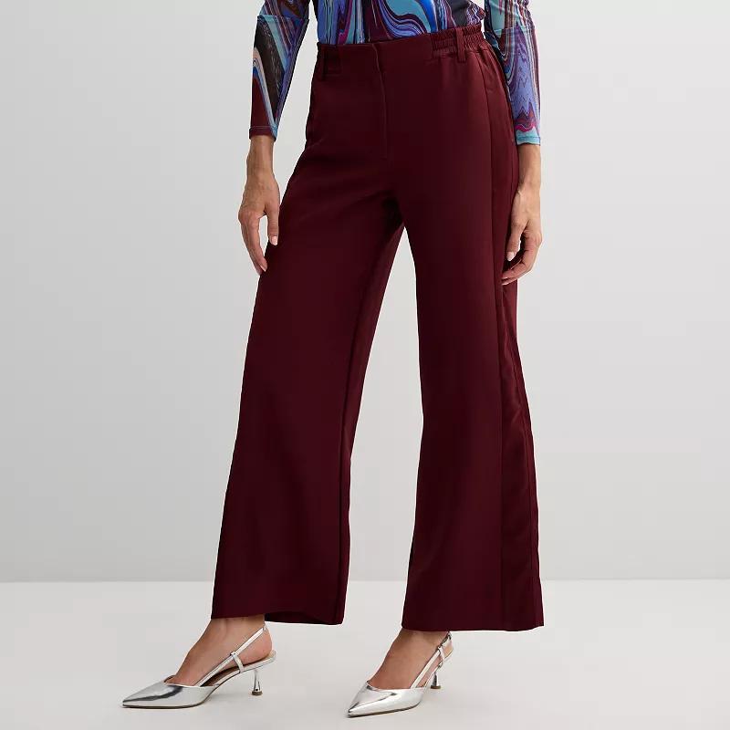 Womens INTEMPO Wide-Leg Mixed Media Pants Red Product Image