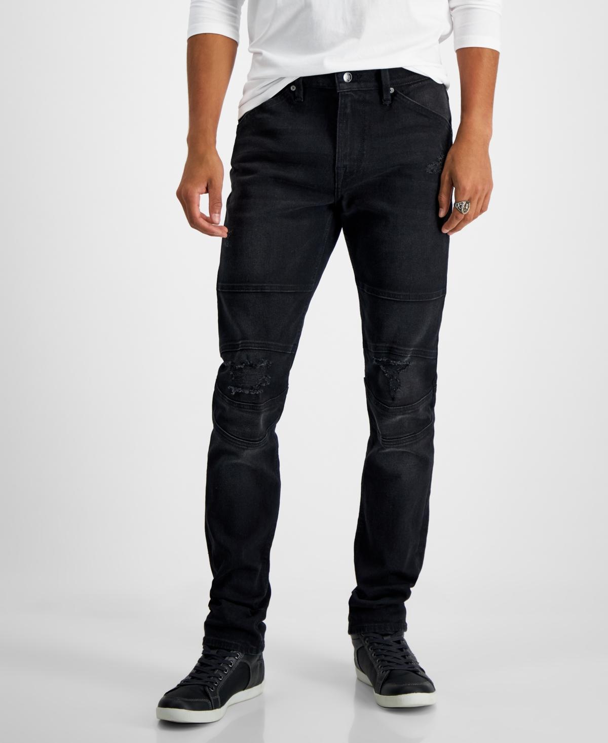 Guess Mens Eco Slim Tapered Moto Fit Jeans Product Image