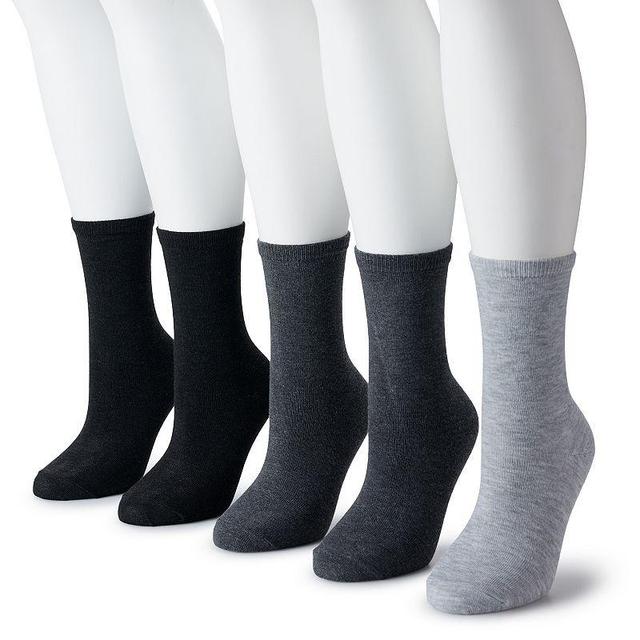 Womens Sonoma Goods For Life 5 Pack Plain Knit Crew Socks Gray Grey Product Image