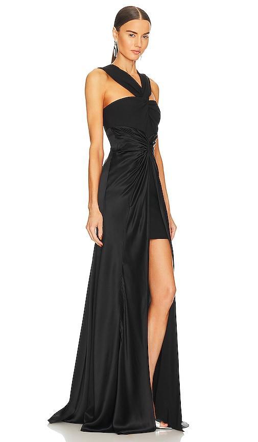 Cinq  Sept Dorrit Mixed Media Halter Gown Product Image