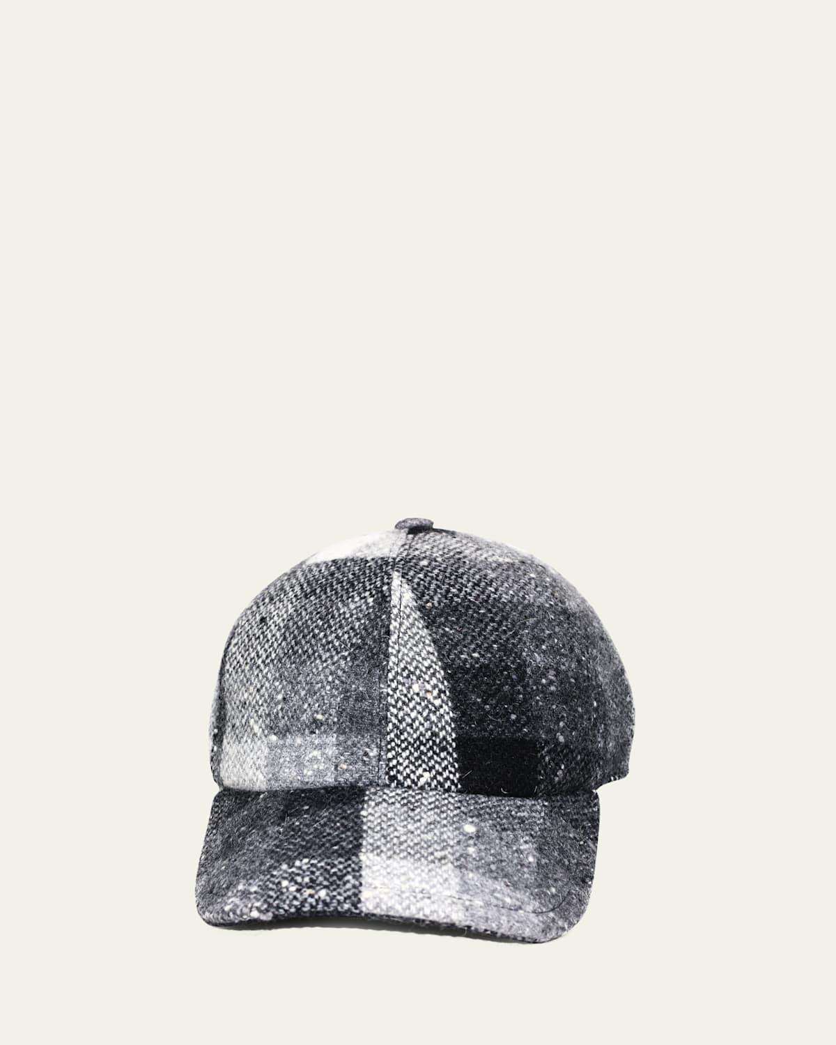 Mens Wool-Cotton Check Baseball Cap Product Image