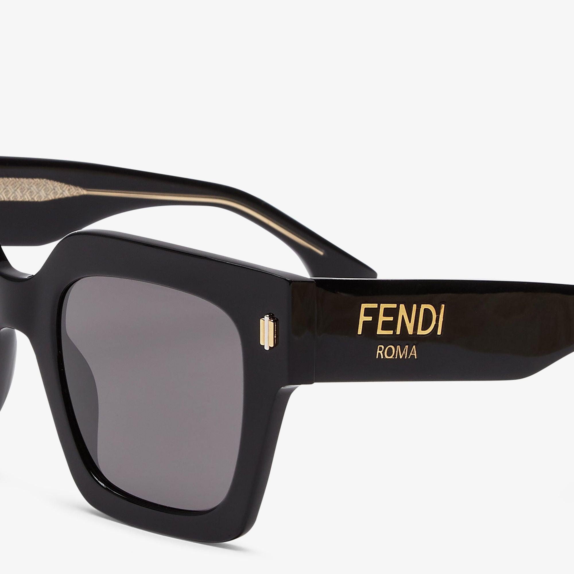 Fendi RomaBlack acetate sunglasses with low fitting bridge Product Image