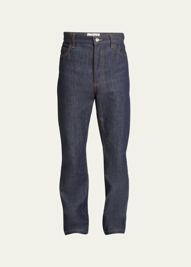 Mens High-Rise Raw Denim Jeans Product Image