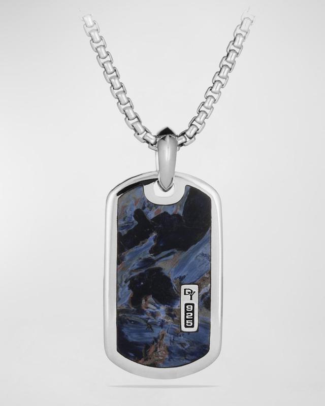 Mens Sterling Silver %26 Pietersite Exotic Stone Tag Product Image