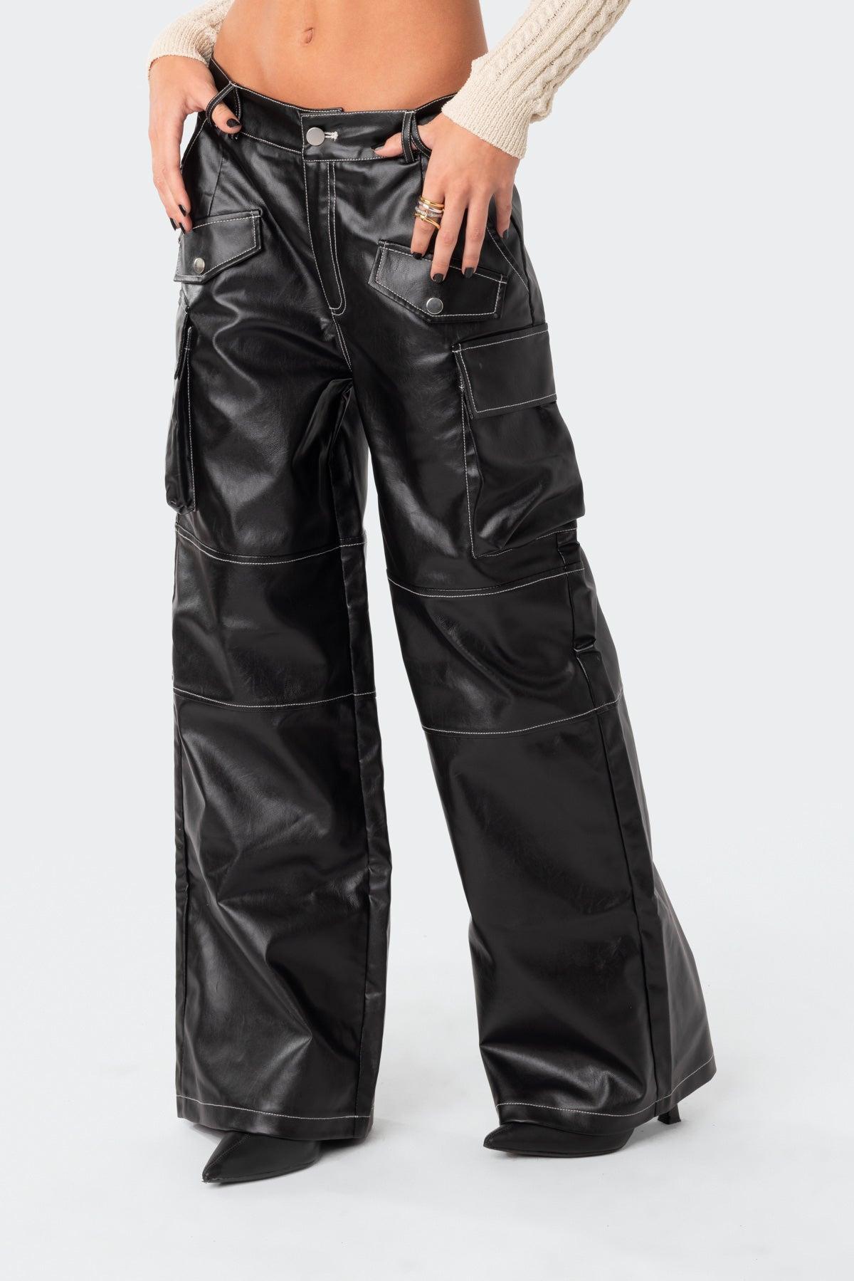 Faye Faux Leather Cargo Pants Product Image