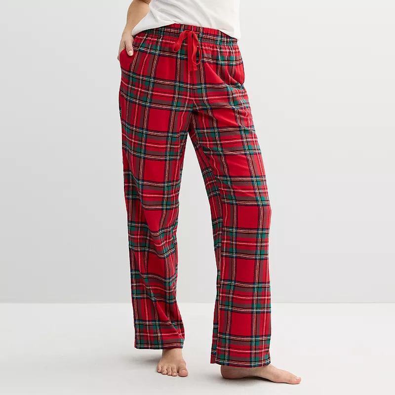 Womens Sonoma Goods For Life Flannel Pajama Pants Ivory Everyday Plaid Product Image