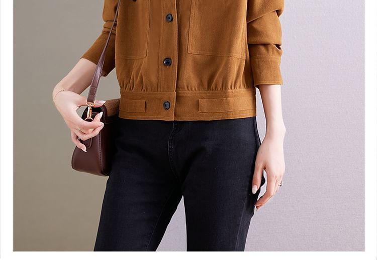 Stand Collar Plain Button Jacket Product Image