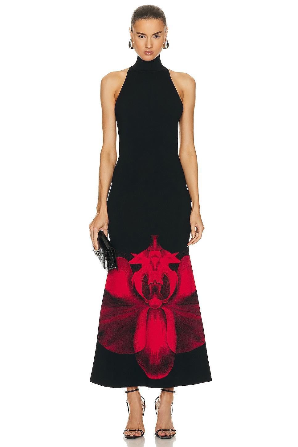 Alexander McQueen Ethereal Orchid Dress Black. (also in S, XS). Product Image