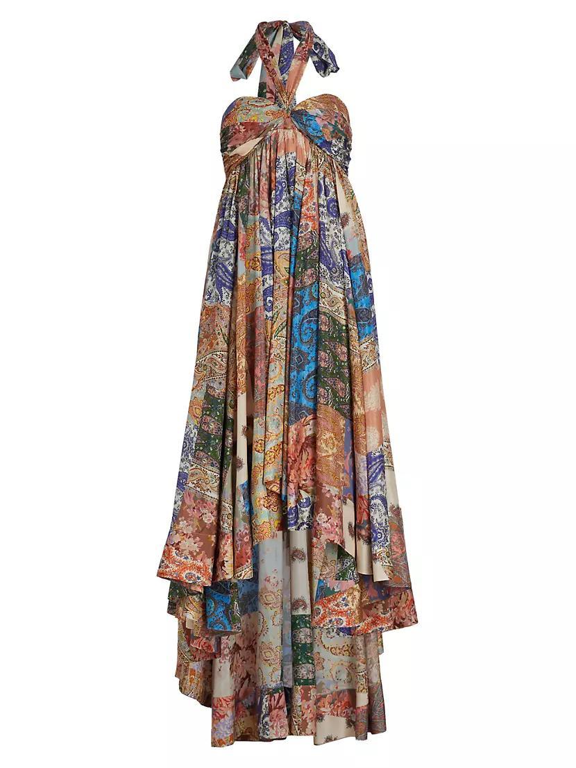 Devi Paisley Silk Halter Maxi Dress Product Image