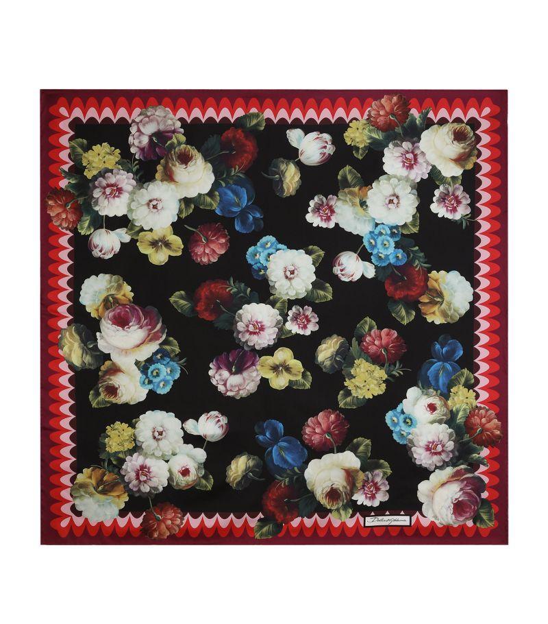 Silk Foulard Floral Print Scarf In Multi Product Image