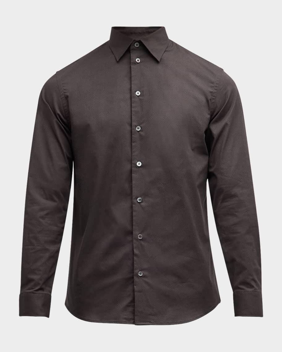 Men's Cotton-Stretch Tonal Geometric Sport Shirt Product Image