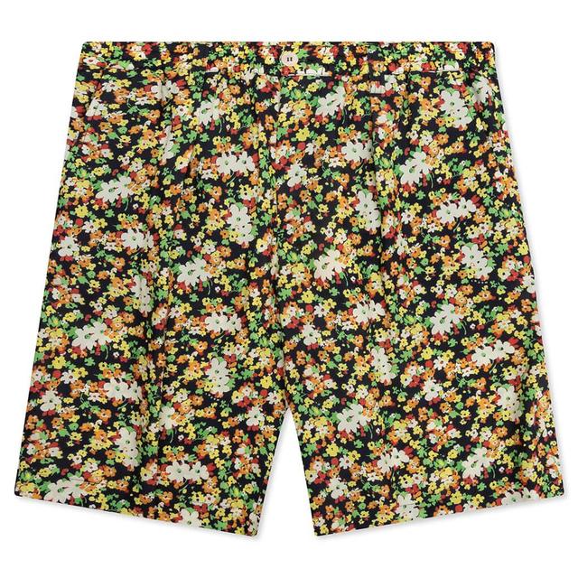 Flower Shorts - Black Floral Shorts Male Product Image