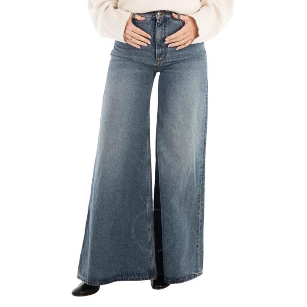 Chloe Ladies Faded Denim Wide-leg Jeans In Blue product image