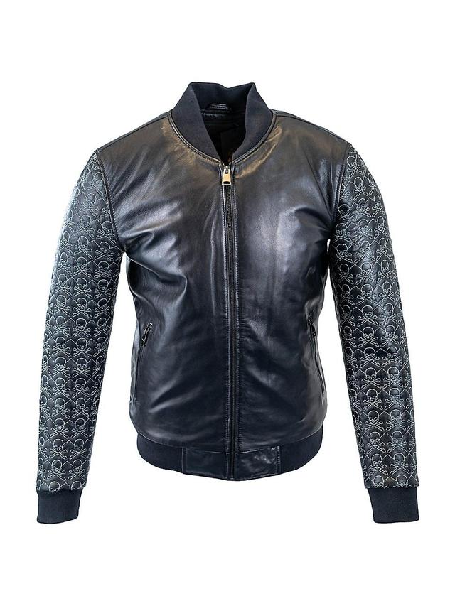 Maceoo Skull Sleeve Leather Jacket Product Image