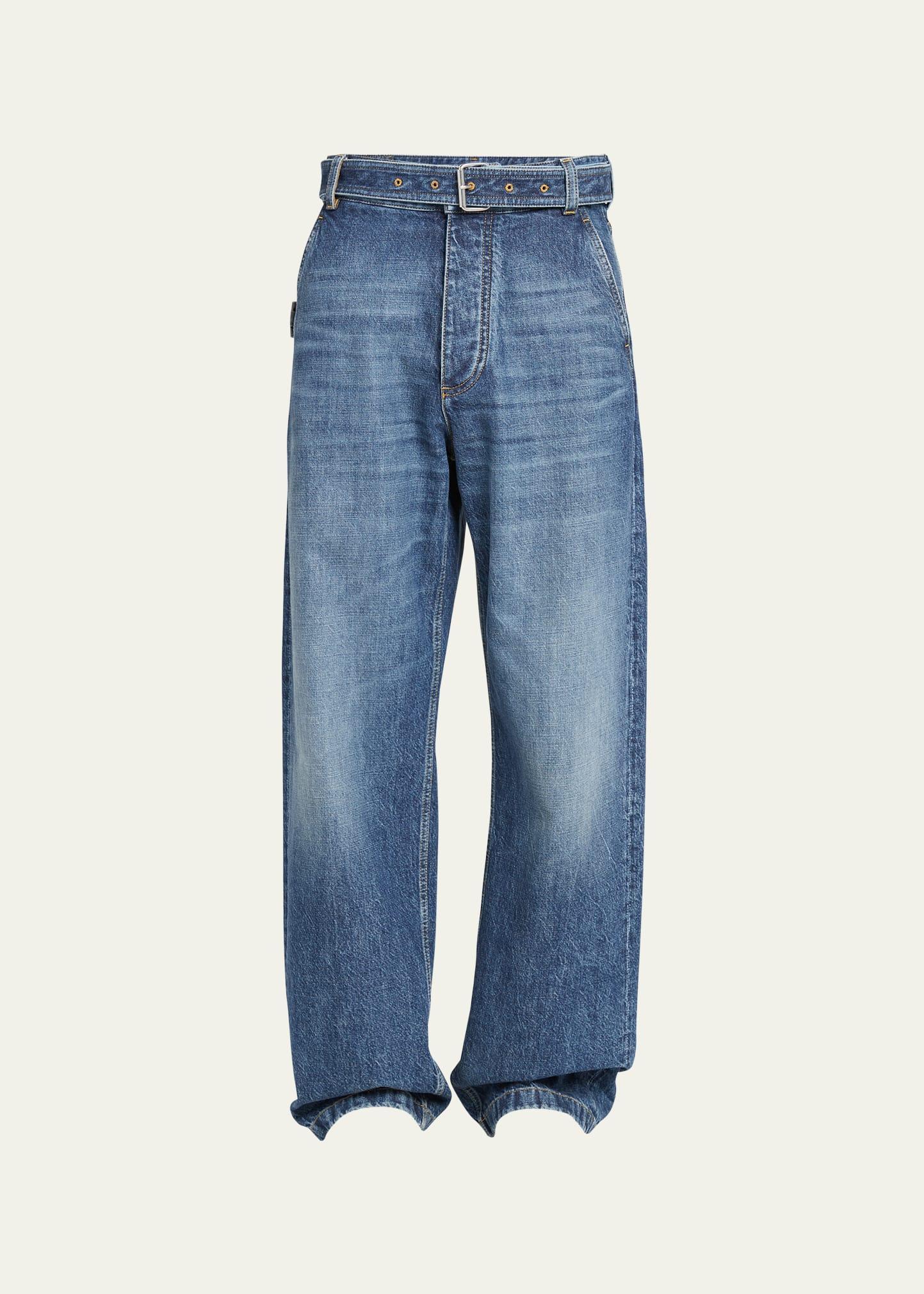 Mens Straight-Leg Jeans with Self Belt product image