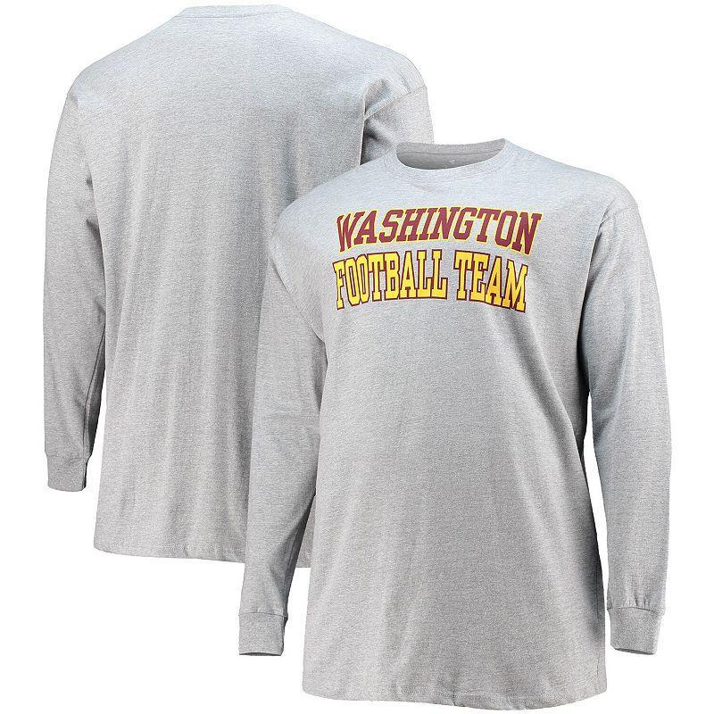 Men's Fanatics Branded Heathered Gray Washington Football Team Big & Tall Practice Long Sleeve T-Shirt Product Image