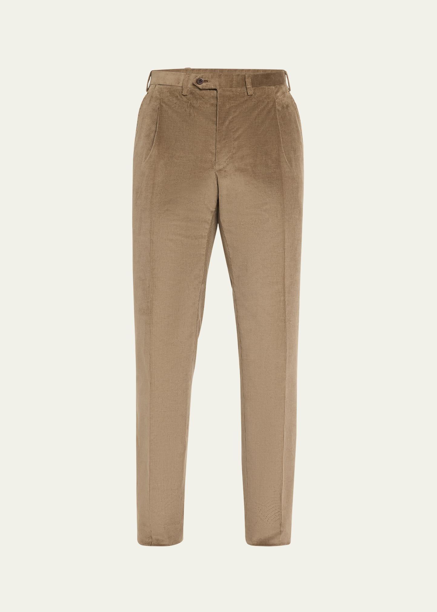 Mens Olive Corduroy Trousers Product Image