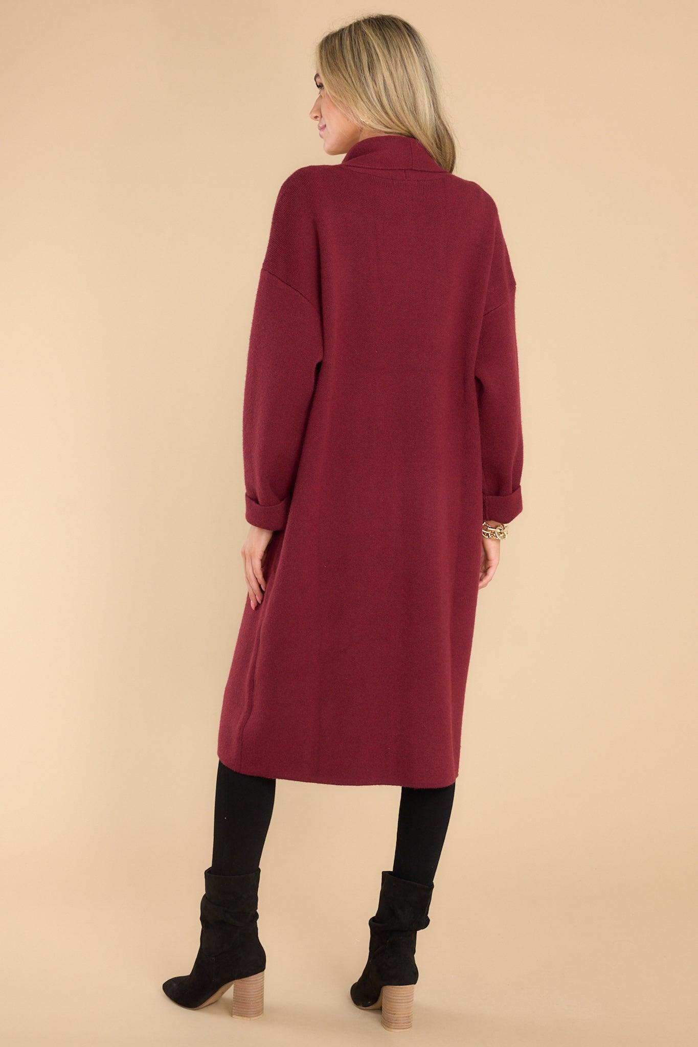 In My Cozy Era Oxblood Red Cardigan Rust Product Image