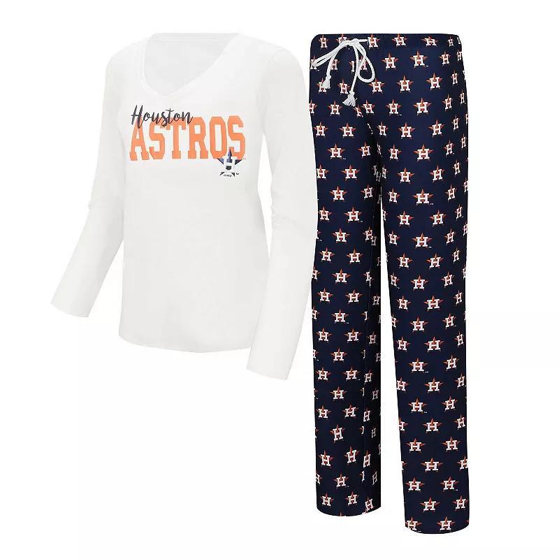 Womens Concepts Sport White Houston Astros Long Sleeve V-Neck T-shirt and Gauge Pants Sleep Set - White Product Image