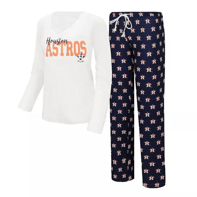 Womens Concepts Sport /Navy Houston Astros Long Sleeve V-Neck T-Shirt & Gauge Pants Sleep Set Product Image