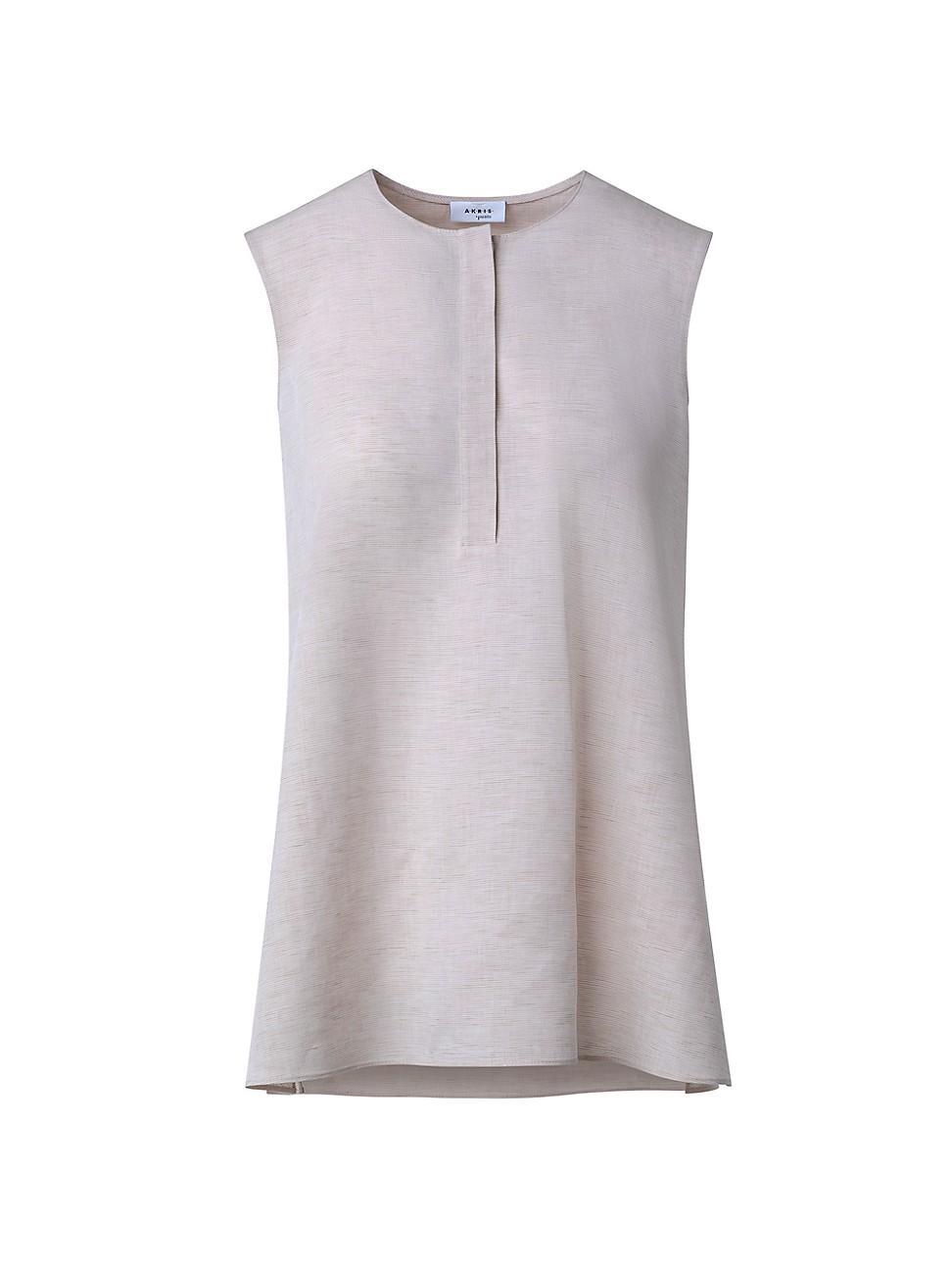 Womens Micro-Stripe Sleeveless Tunic Blouse Product Image