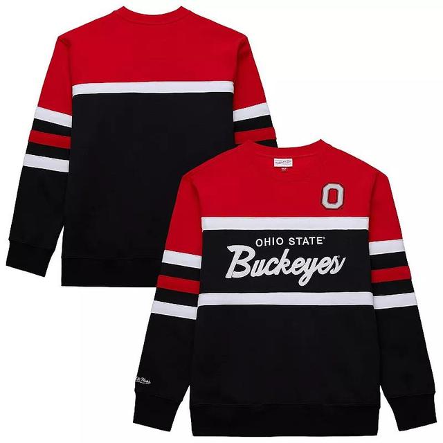 Mens Mitchell & Ness Ohio State Buckeyes Vintage Logo Head Coach Fleece Pullover Sweatshirt Product Image