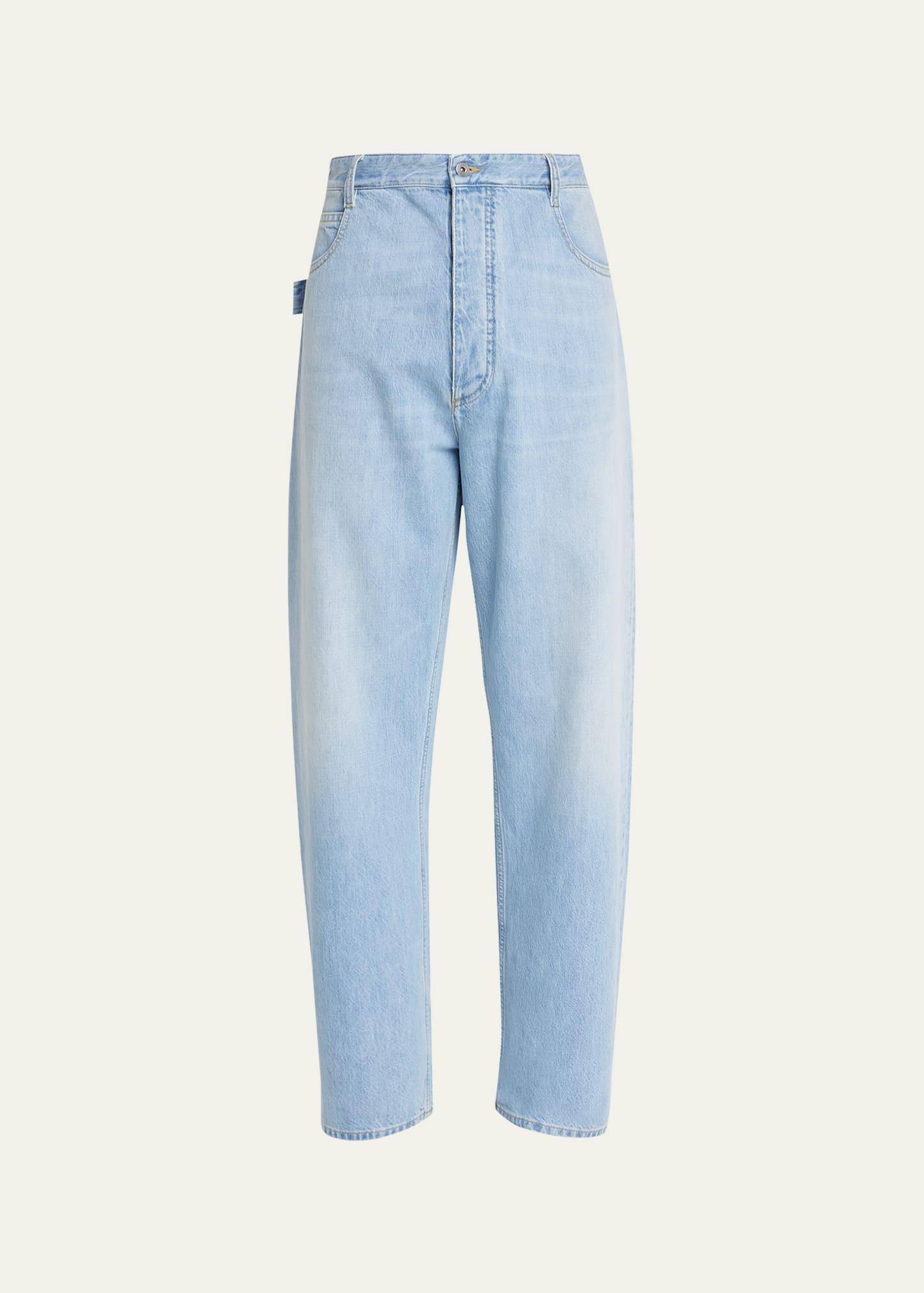 Mens Light-Wash Stretch Baggy Jeans Product Image