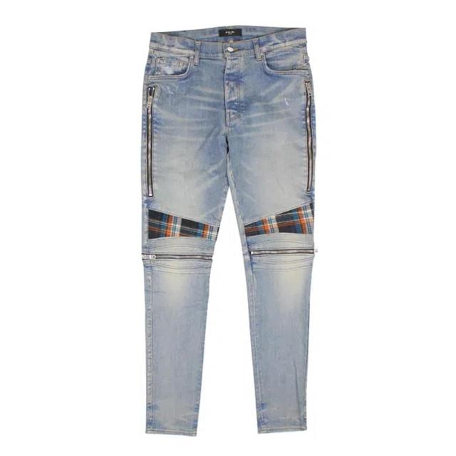 Mx2 Plaid Straight-fit Jeans - Indigo/orange In Multi Product Image