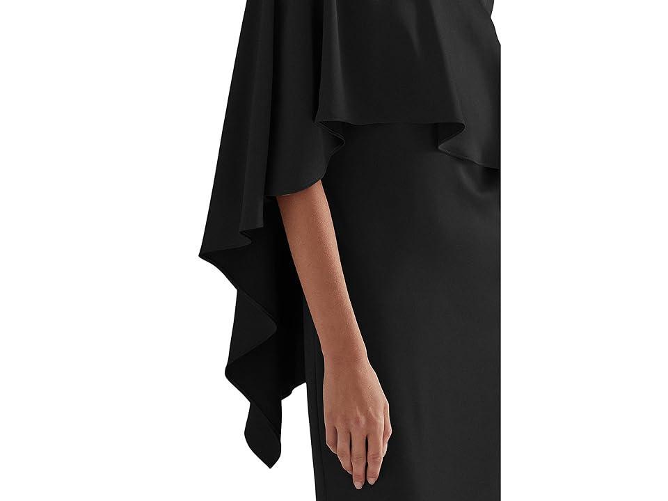 LAUREN Ralph Lauren Satin One Shoulder Cape Gown Women's Dress Product Image