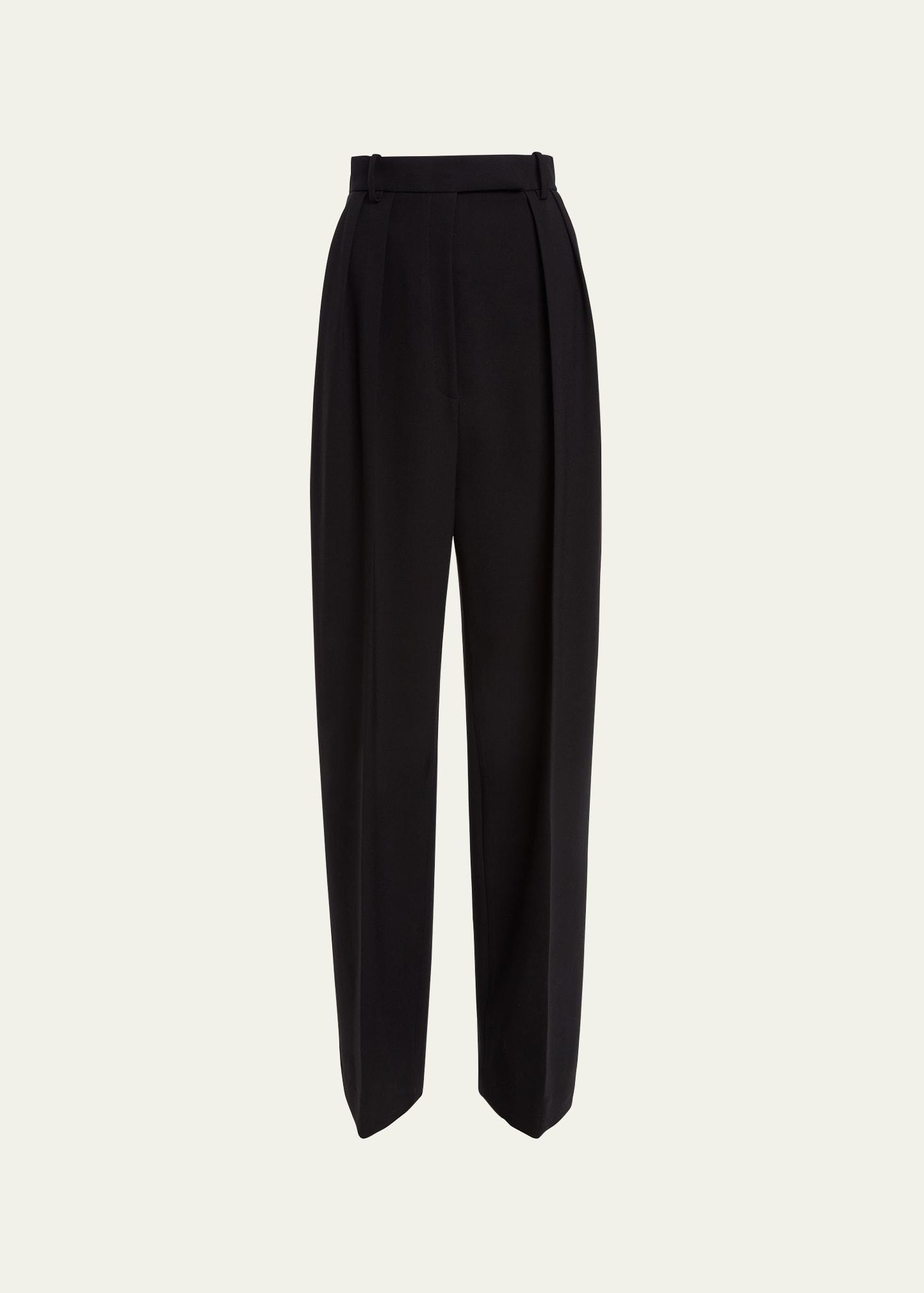 Cessie Mid-Rise Double-Pleated Straight-Leg Crepe Pants Product Image