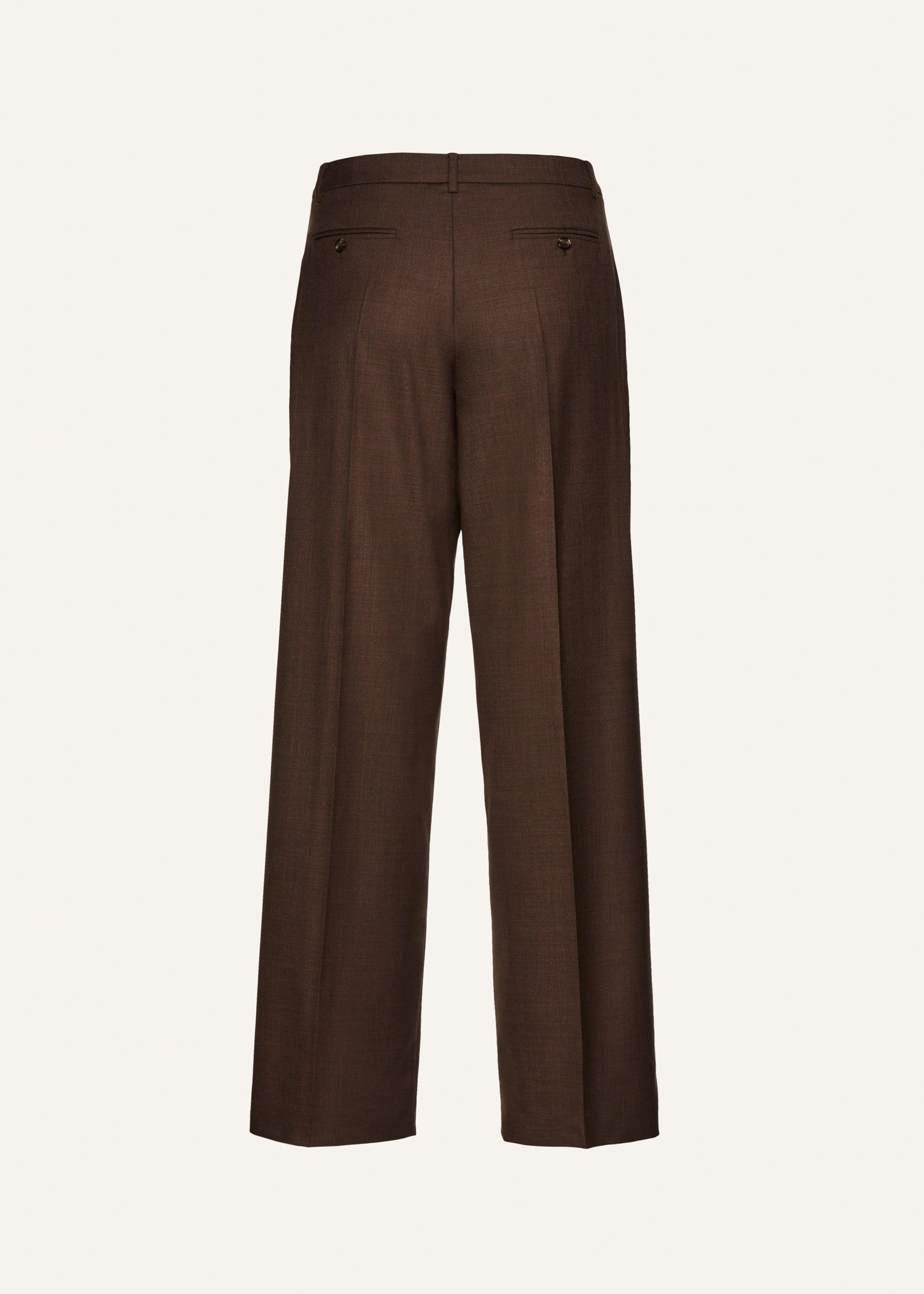 Wide leg tailored wool pants in brown Product Image