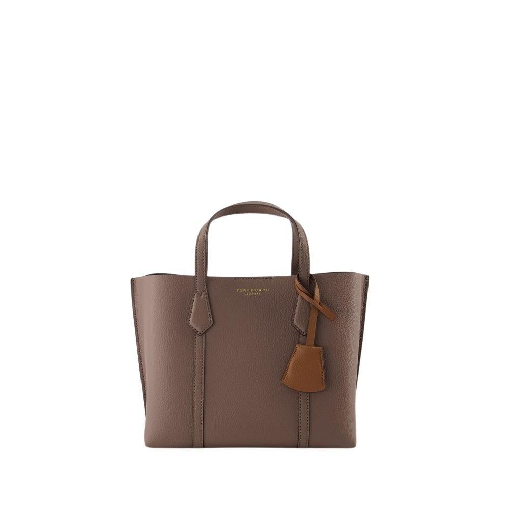 TORY BURCH Perry Small Tote Bag -  -  Clam Shell - Leather In Brown Product Image