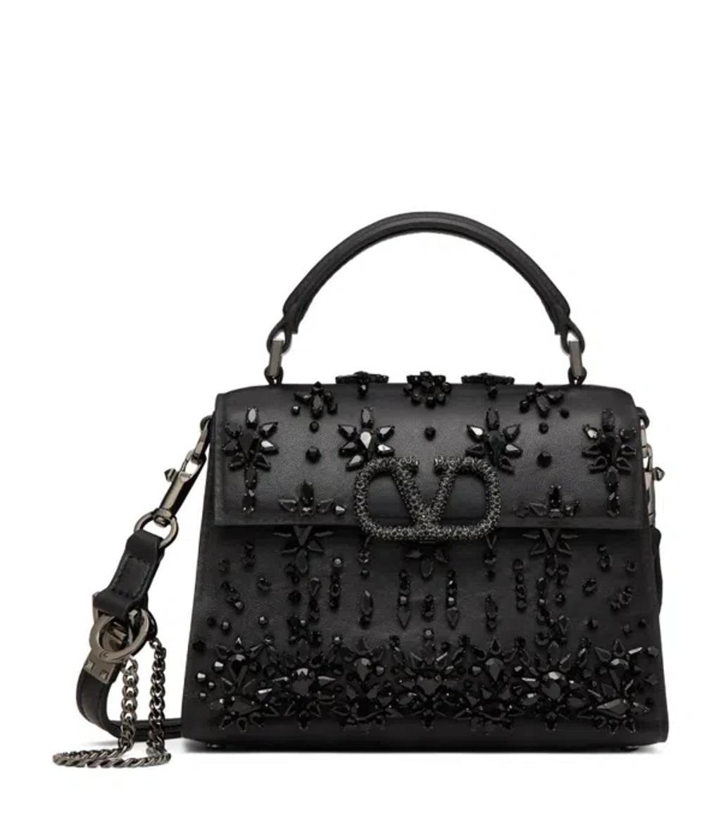 VALENTINO GARAVANI Mini Embellished Vsling Top-handle Bag In Black Product Image