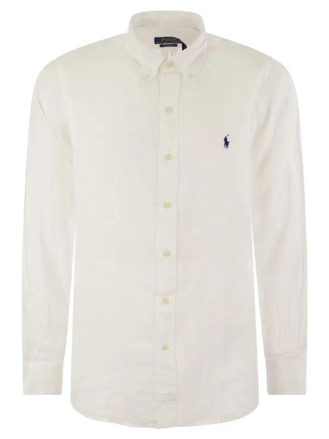 Custom-fit Linen Shirt In White Product Image