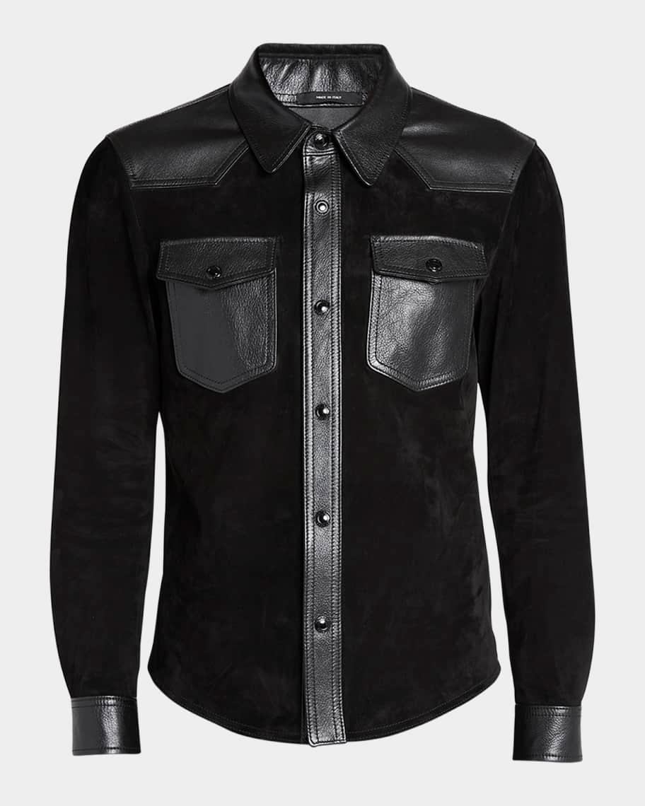 Men's Suede and Leather Western Overshirt Product Image