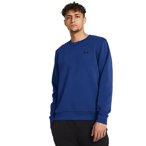 Under Armour Mens Unstoppable Fleece Crew - Black/Tech Blue Product Image