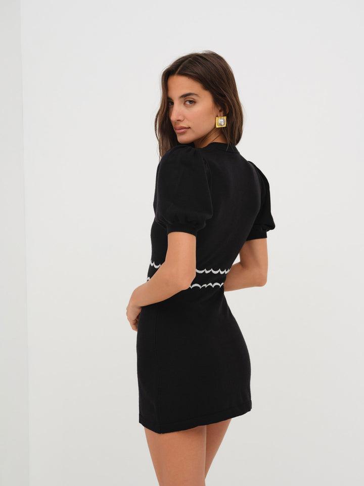 Josephina Knit Mini Dress — Black Product Image