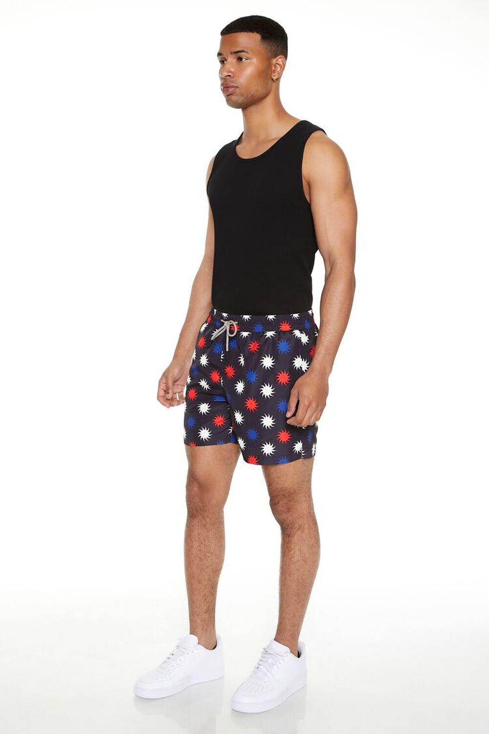 Sun Print Drawstring Swim Trunks | Forever 21 Product Image