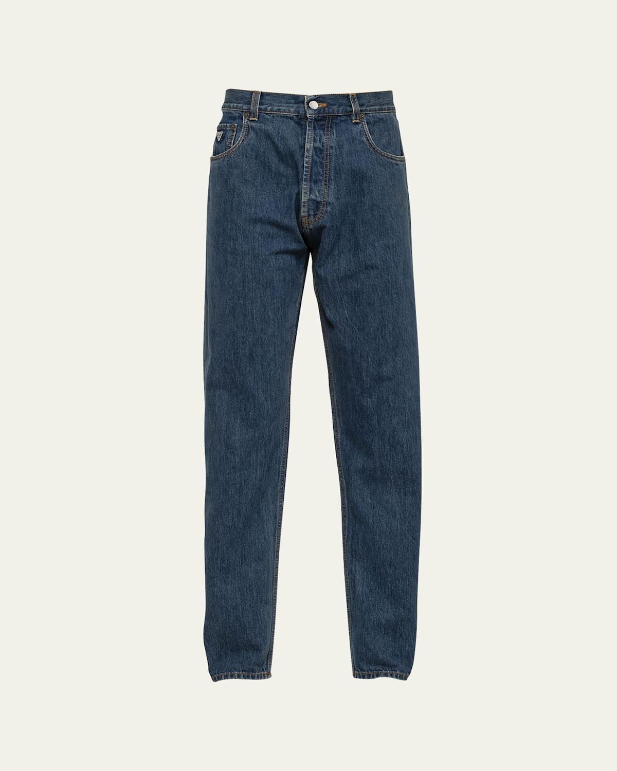 Mens Relaxed-Fit Washed Denim Jeans product image