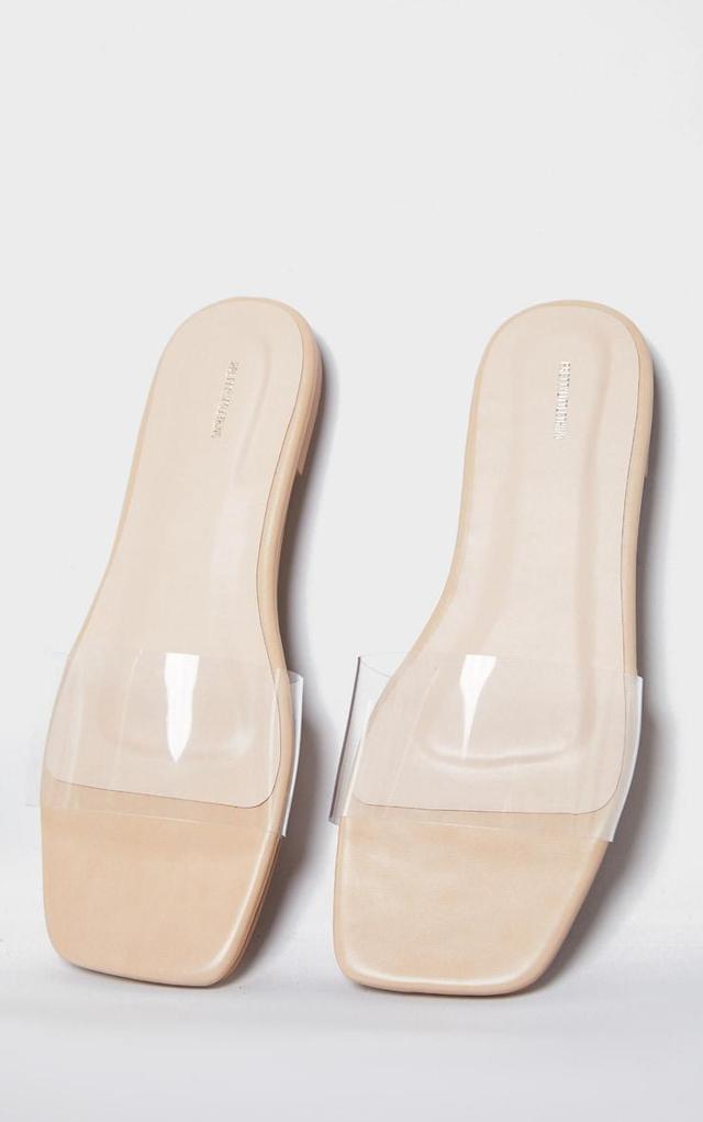 Nude Pu Clear Strap Mule Sandals Product Image