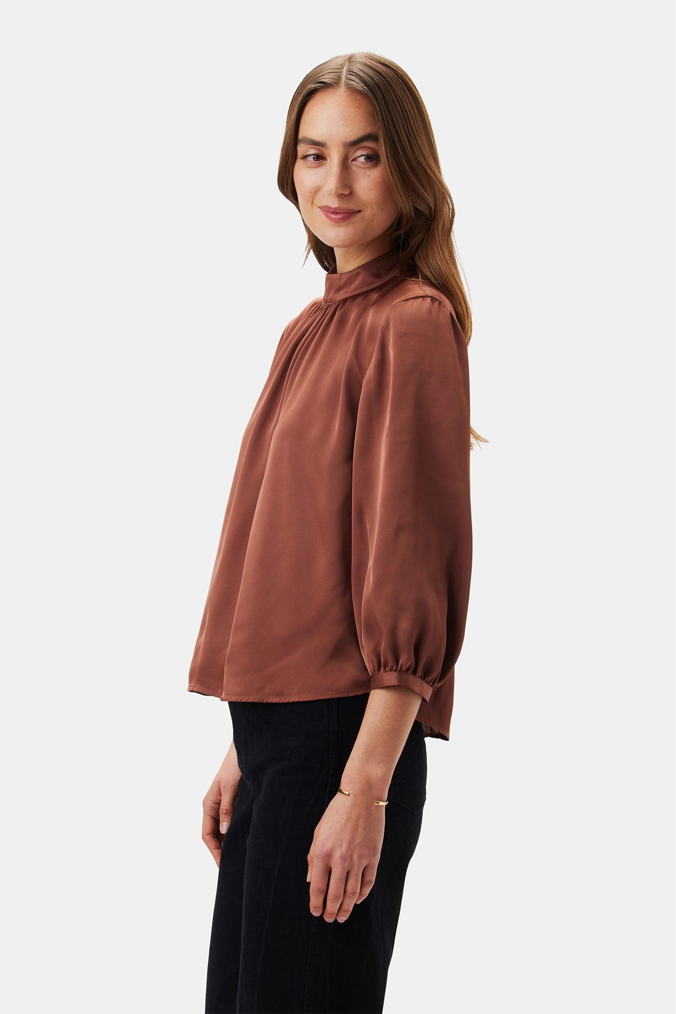 Jeanne 3/4 Sleeve Blouse - Cafe Product Image