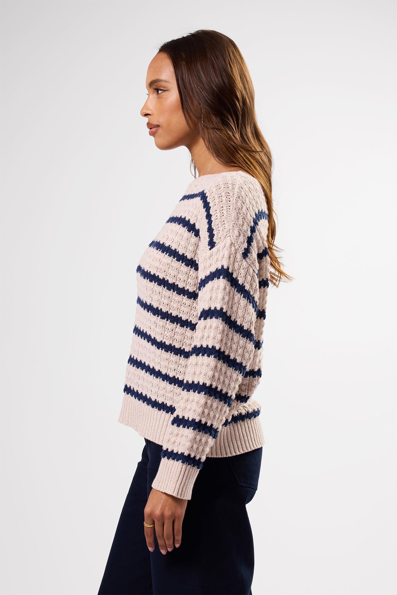 Stripe Novelty Sweater - Oat Navy Stripe Product Image