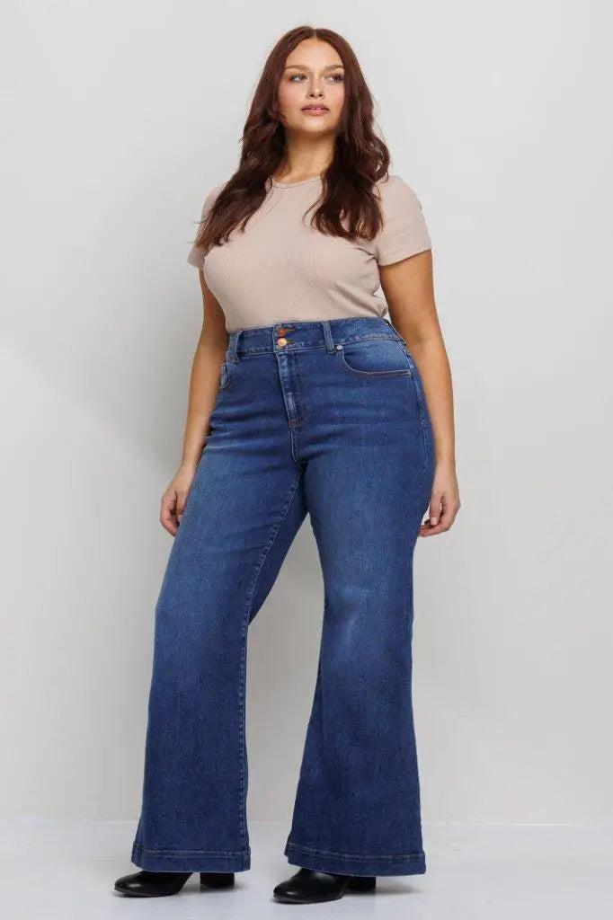 Women's Plus Size Classic Mid Rise Flare Jeans Female Product Image